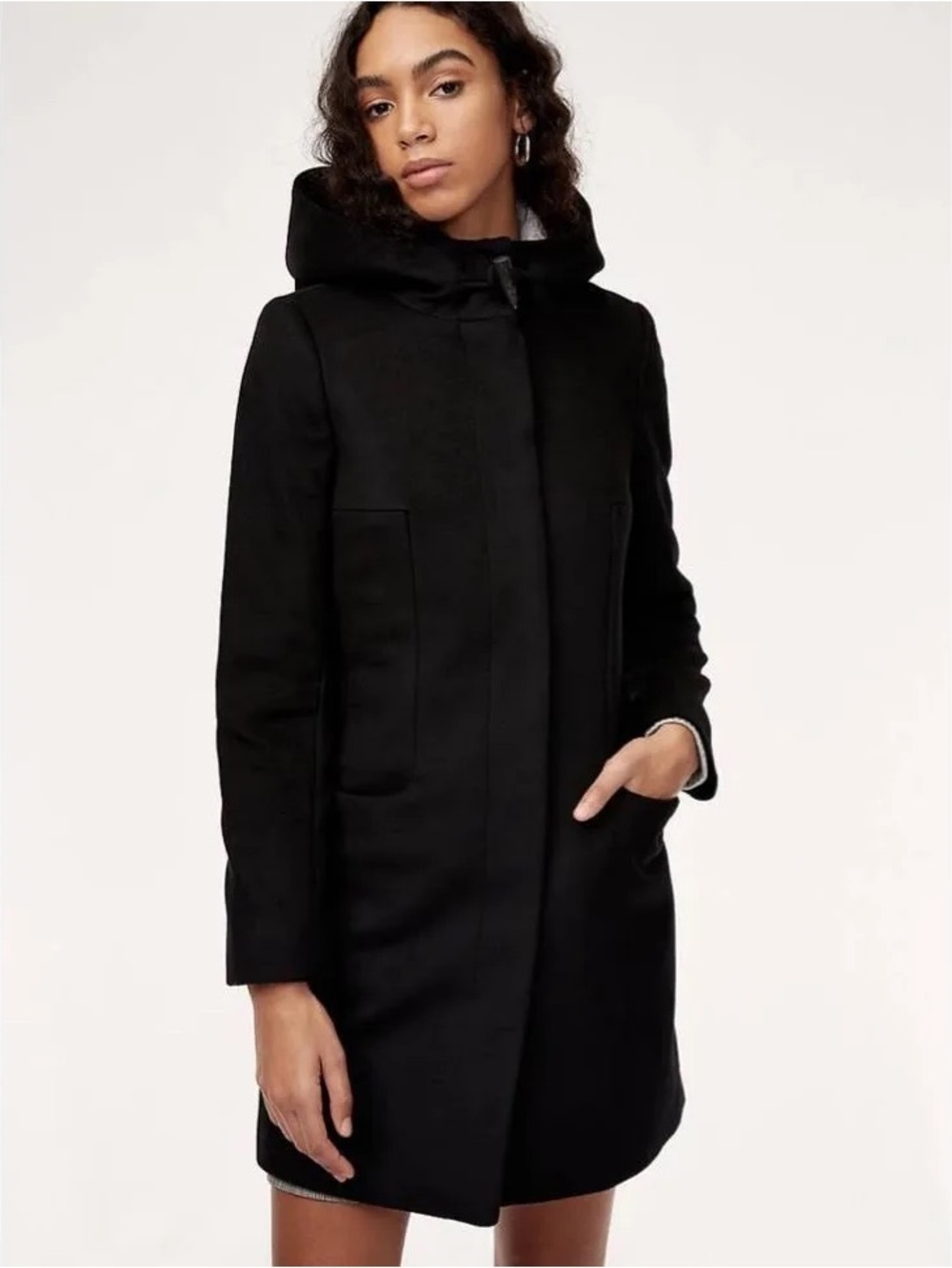 Babaton Pearce Black Wool Hooded Coat